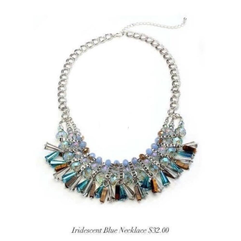 Just Jewelry Iridescent Blue Statement Necklace